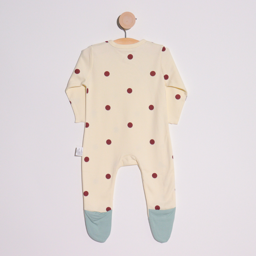 Footie in Cream Polka Dots